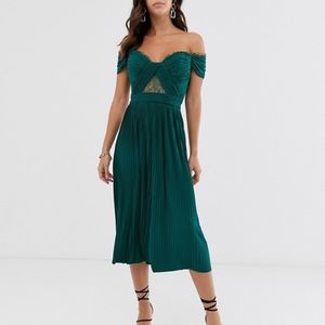 COPY - ASOS lace and pleat bardot midi dress